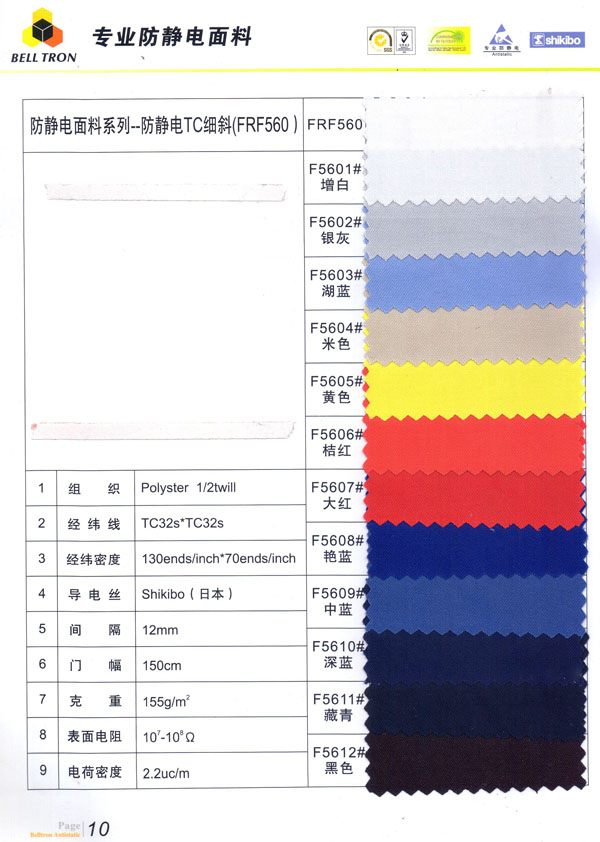 防靜電服滌棉面料